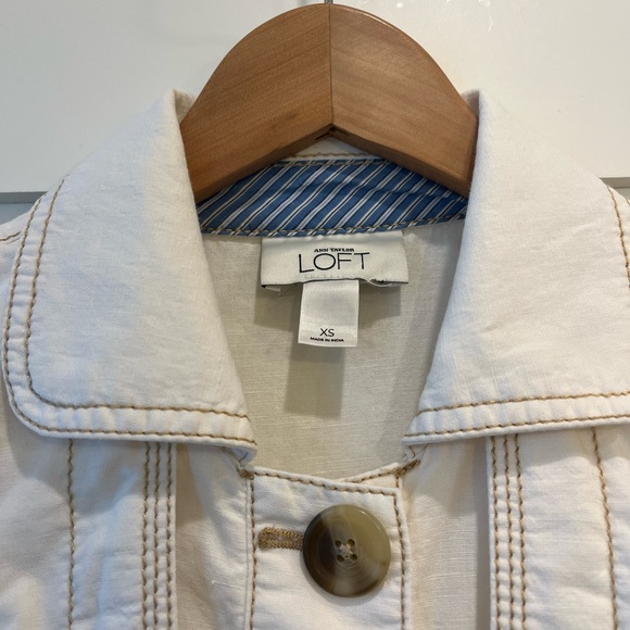 LOFT Cream Button-Front Utility Jacket - Picture 2 of 7